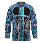 Aotearoa Ngati Porou Hockey Jersey Maori Light Blue Tribal Paua Shell Pattern