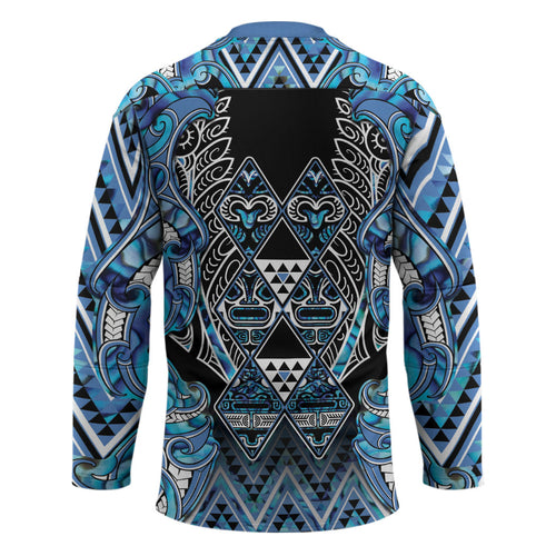 Aotearoa Ngati Porou Hockey Jersey Maori Light Blue Tribal Paua Shell Pattern