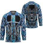 Aotearoa Ngati Porou Hockey Jersey Maori Light Blue Tribal Paua Shell Pattern