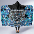 Aotearoa Ngati Porou Hooded Blanket Maori Light Blue Tribal Paua Shell Pattern