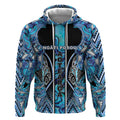 Aotearoa Ngati Porou Hoodie Maori Light Blue Tribal Paua Shell Pattern