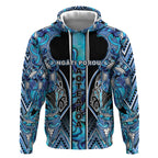 Aotearoa Ngati Porou Hoodie Maori Light Blue Tribal Paua Shell Pattern