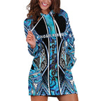 Aotearoa Ngati Porou Hoodie Dress Maori Light Blue Tribal Paua Shell Pattern