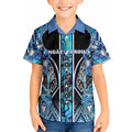 Aotearoa Ngati Porou Kid Hawaiian Shirt Maori Light Blue Tribal Paua Shell Pattern
