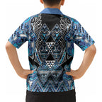 Aotearoa Ngati Porou Kid Hawaiian Shirt Maori Light Blue Tribal Paua Shell Pattern