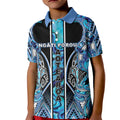 Aotearoa Ngati Porou Kid Polo Shirt Maori Light Blue Tribal Paua Shell Pattern