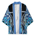 Aotearoa Ngati Porou Kimono Maori Light Blue Tribal Paua Shell Pattern