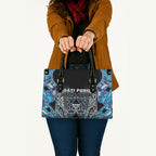 Aotearoa Ngati Porou Leather Bag Maori Light Blue Tribal Paua Shell Pattern