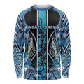 Aotearoa Ngati Porou Long Sleeve Shirt Maori Light Blue Tribal Paua Shell Pattern
