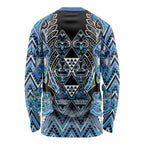 Aotearoa Ngati Porou Long Sleeve Shirt Maori Light Blue Tribal Paua Shell Pattern