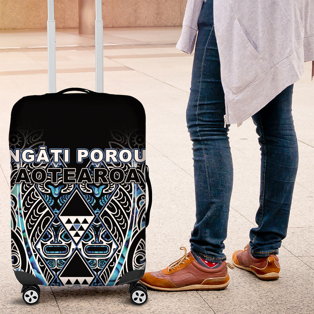 Aotearoa Ngati Porou Luggage Cover Maori Light Blue Tribal Paua Shell Pattern