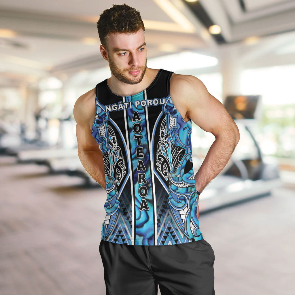 Aotearoa Ngati Porou Men Tank Top Maori Light Blue Tribal Paua Shell Pattern