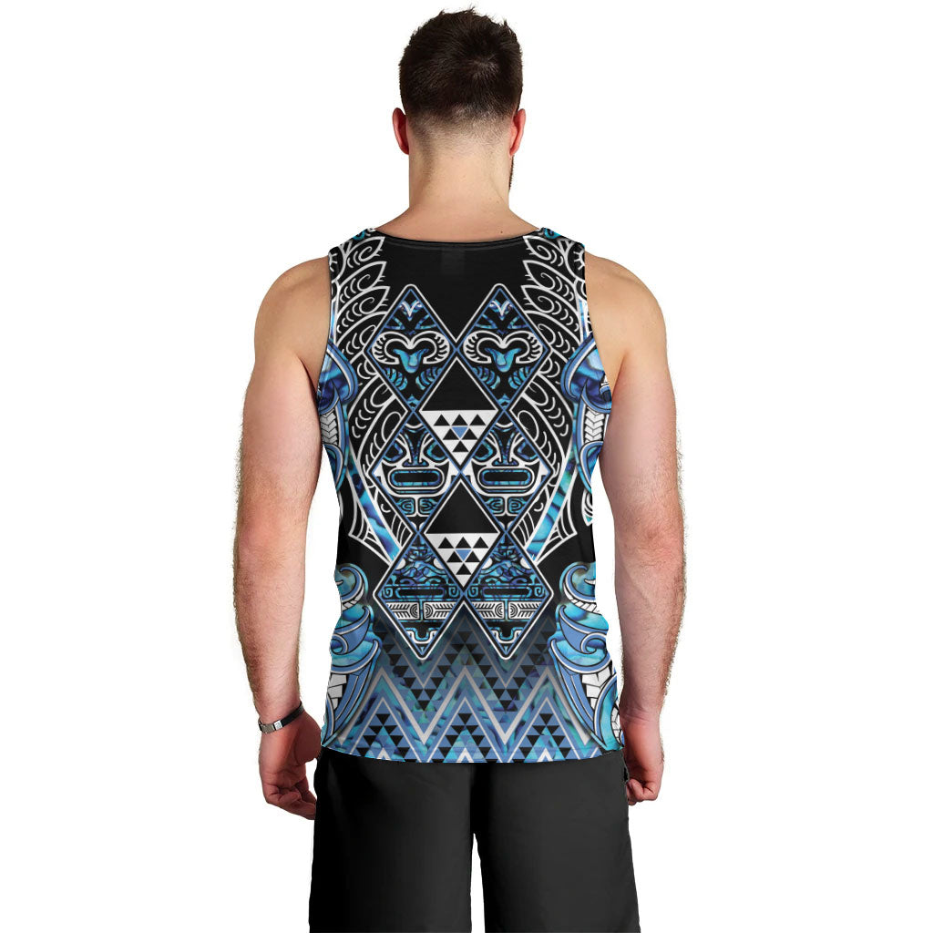 Aotearoa Ngati Porou Men Tank Top Maori Light Blue Tribal Paua Shell Pattern