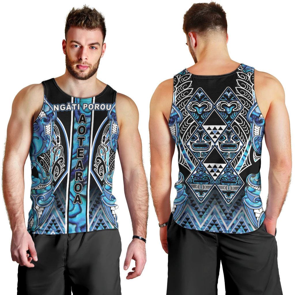 Aotearoa Ngati Porou Men Tank Top Maori Light Blue Tribal Paua Shell Pattern