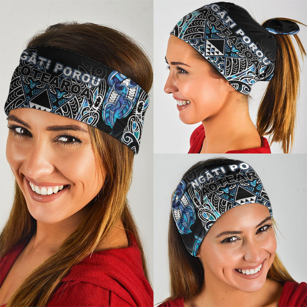 Aotearoa Ngati Porou Neck Gaiter Maori Light Blue Tribal Paua Shell Pattern