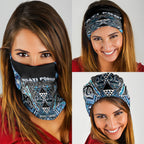 Aotearoa Ngati Porou Neck Gaiter Maori Light Blue Tribal Paua Shell Pattern