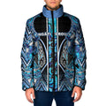 Aotearoa Ngati Porou Padded Jacket Maori Light Blue Tribal Paua Shell Pattern