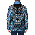 Aotearoa Ngati Porou Padded Jacket Maori Light Blue Tribal Paua Shell Pattern