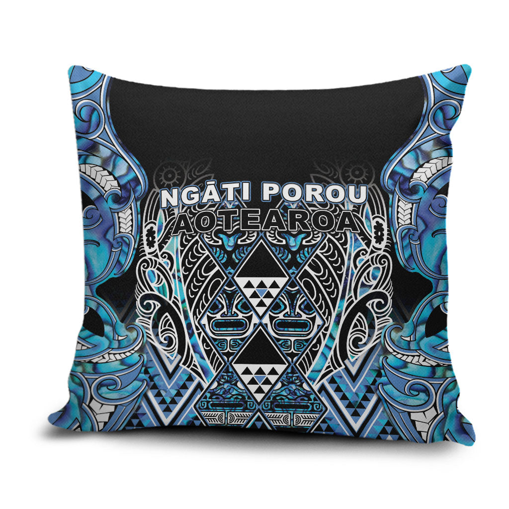 Aotearoa Ngati Porou Pillow Cover Maori Light Blue Tribal Paua Shell Pattern