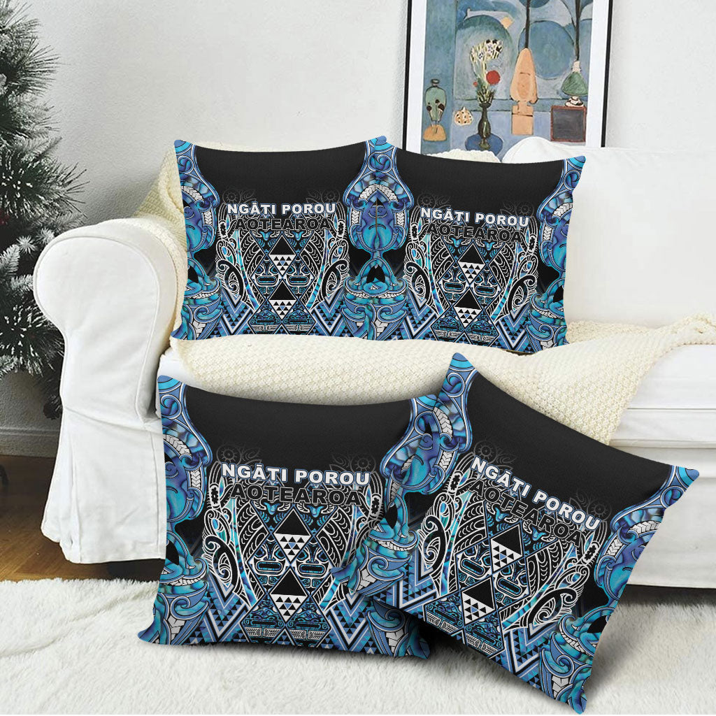 Aotearoa Ngati Porou Pillow Cover Maori Light Blue Tribal Paua Shell Pattern