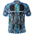 Aotearoa Ngati Porou Polo Shirt Maori Light Blue Tribal Paua Shell Pattern