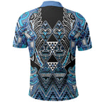 Aotearoa Ngati Porou Polo Shirt Maori Light Blue Tribal Paua Shell Pattern