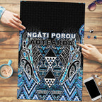 Aotearoa Ngati Porou Puzzle Maori Light Blue Tribal Paua Shell Pattern