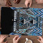 Aotearoa Ngati Porou Puzzle Maori Light Blue Tribal Paua Shell Pattern