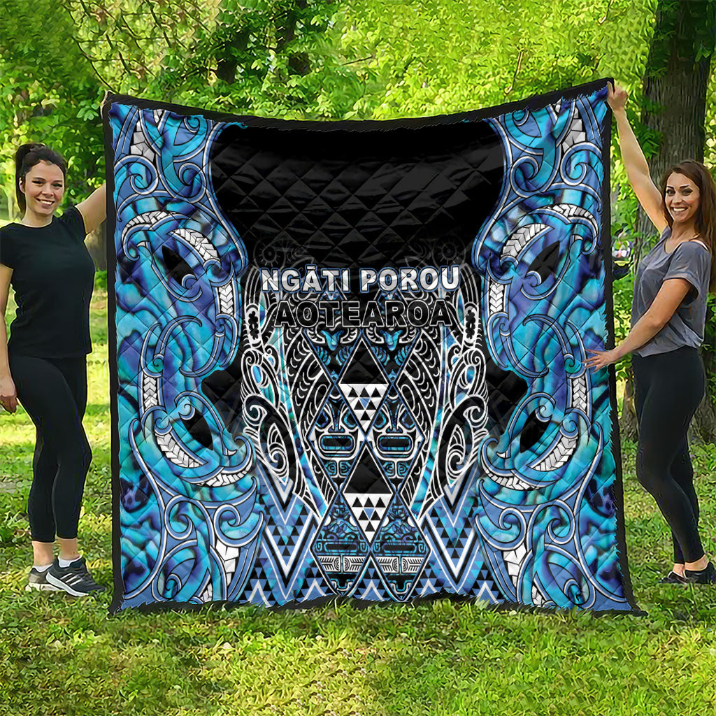 Aotearoa Ngati Porou Quilt Maori Light Blue Tribal Paua Shell Pattern