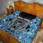 Aotearoa Ngati Porou Quilt Maori Light Blue Tribal Paua Shell Pattern