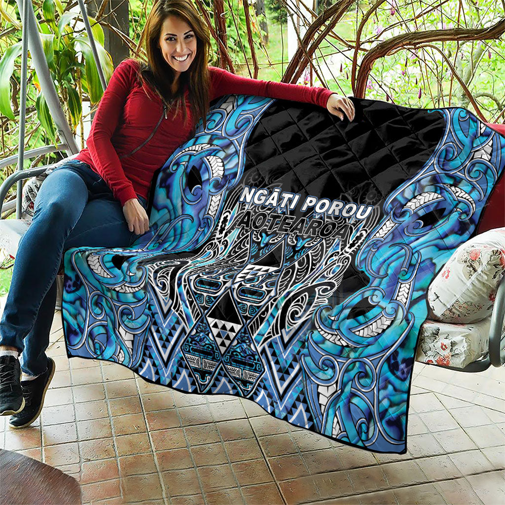 Aotearoa Ngati Porou Quilt Maori Light Blue Tribal Paua Shell Pattern