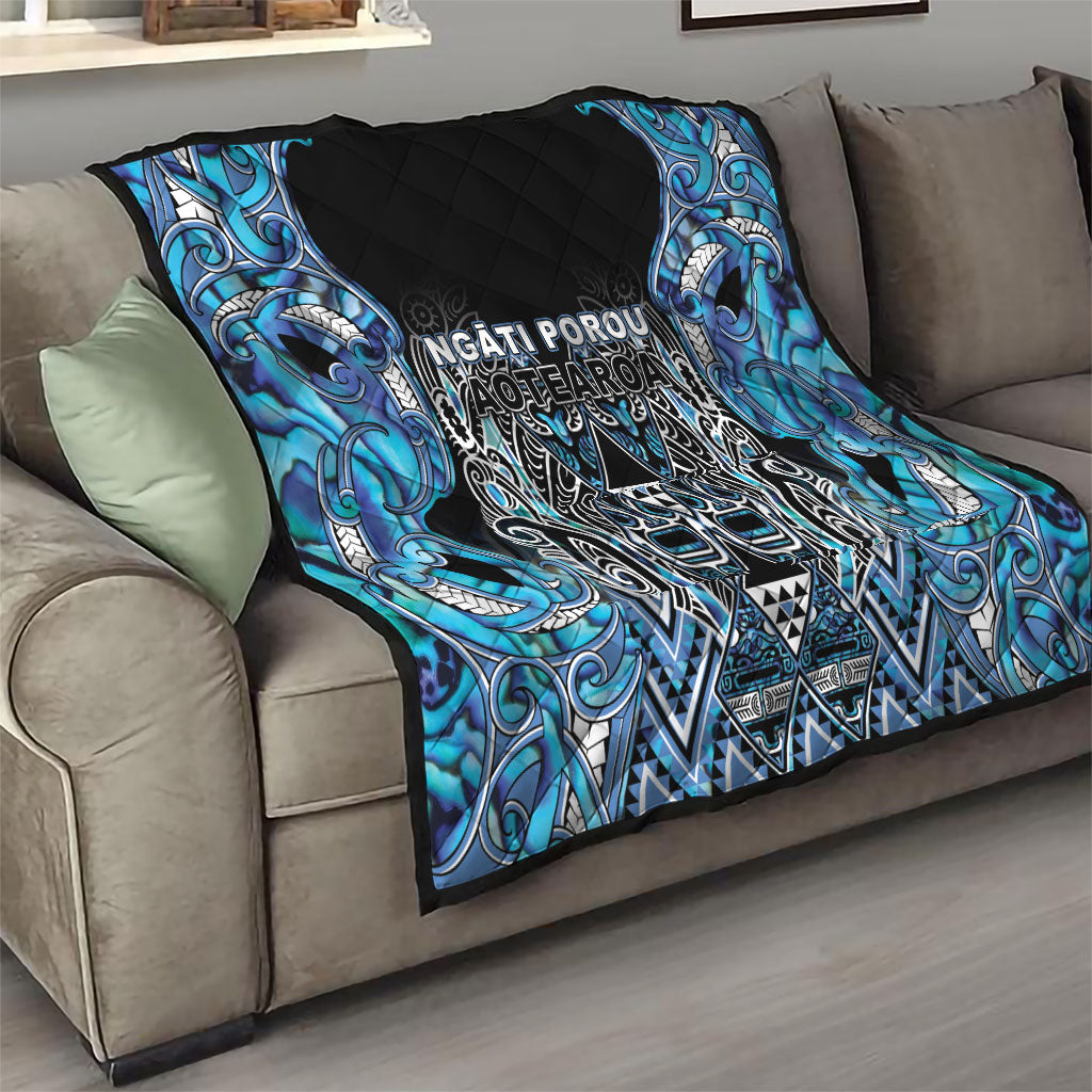 Aotearoa Ngati Porou Quilt Maori Light Blue Tribal Paua Shell Pattern