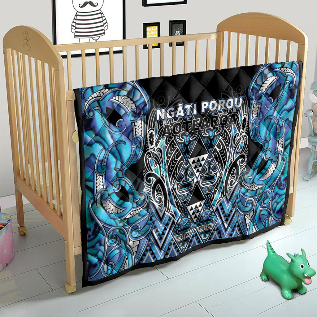 Aotearoa Ngati Porou Quilt Maori Light Blue Tribal Paua Shell Pattern
