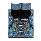 Aotearoa Ngati Porou Quilt Bed Set Maori Light Blue Tribal Paua Shell Pattern