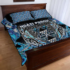 Aotearoa Ngati Porou Quilt Bed Set Maori Light Blue Tribal Paua Shell Pattern