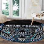 Aotearoa Ngati Porou Round Carpet Maori Light Blue Tribal Paua Shell Pattern