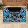 Aotearoa Ngati Porou Rubber Doormat Maori Light Blue Tribal Paua Shell Pattern