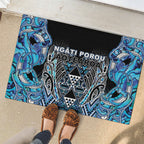 Aotearoa Ngati Porou Rubber Doormat Maori Light Blue Tribal Paua Shell Pattern