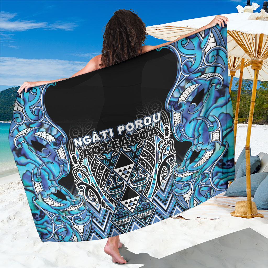 Aotearoa Ngati Porou Sarong Maori Light Blue Tribal Paua Shell Pattern