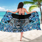 Aotearoa Ngati Porou Sarong Maori Light Blue Tribal Paua Shell Pattern