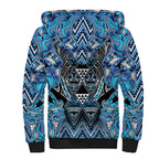 Aotearoa Ngati Porou Sherpa Hoodie Maori Light Blue Tribal Paua Shell Pattern