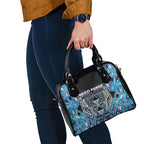 Aotearoa Ngati Porou Shoulder Handbag Maori Light Blue Tribal Paua Shell Pattern