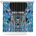 Aotearoa Ngati Porou Shower Curtain Maori Light Blue Tribal Paua Shell Pattern