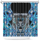 Aotearoa Ngati Porou Shower Curtain Maori Light Blue Tribal Paua Shell Pattern