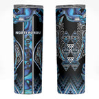 Aotearoa Ngati Porou Skinny Tumbler Maori Light Blue Tribal Paua Shell Pattern