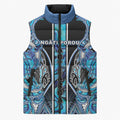 Aotearoa Ngati Porou Sleeveless Puffer Jacket Maori Light Blue Tribal Paua Shell Pattern