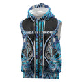 Aotearoa Ngati Porou Sleeveless Zip Hoodie Maori Light Blue Tribal Paua Shell Pattern