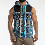 Aotearoa Ngati Porou Sleeveless Zip Hoodie Maori Light Blue Tribal Paua Shell Pattern