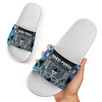 Aotearoa Ngati Porou Slide Sandals Maori Light Blue Tribal Paua Shell Pattern