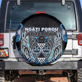 Aotearoa Ngati Porou Spare Tire Cover Maori Light Blue Tribal Paua Shell Pattern